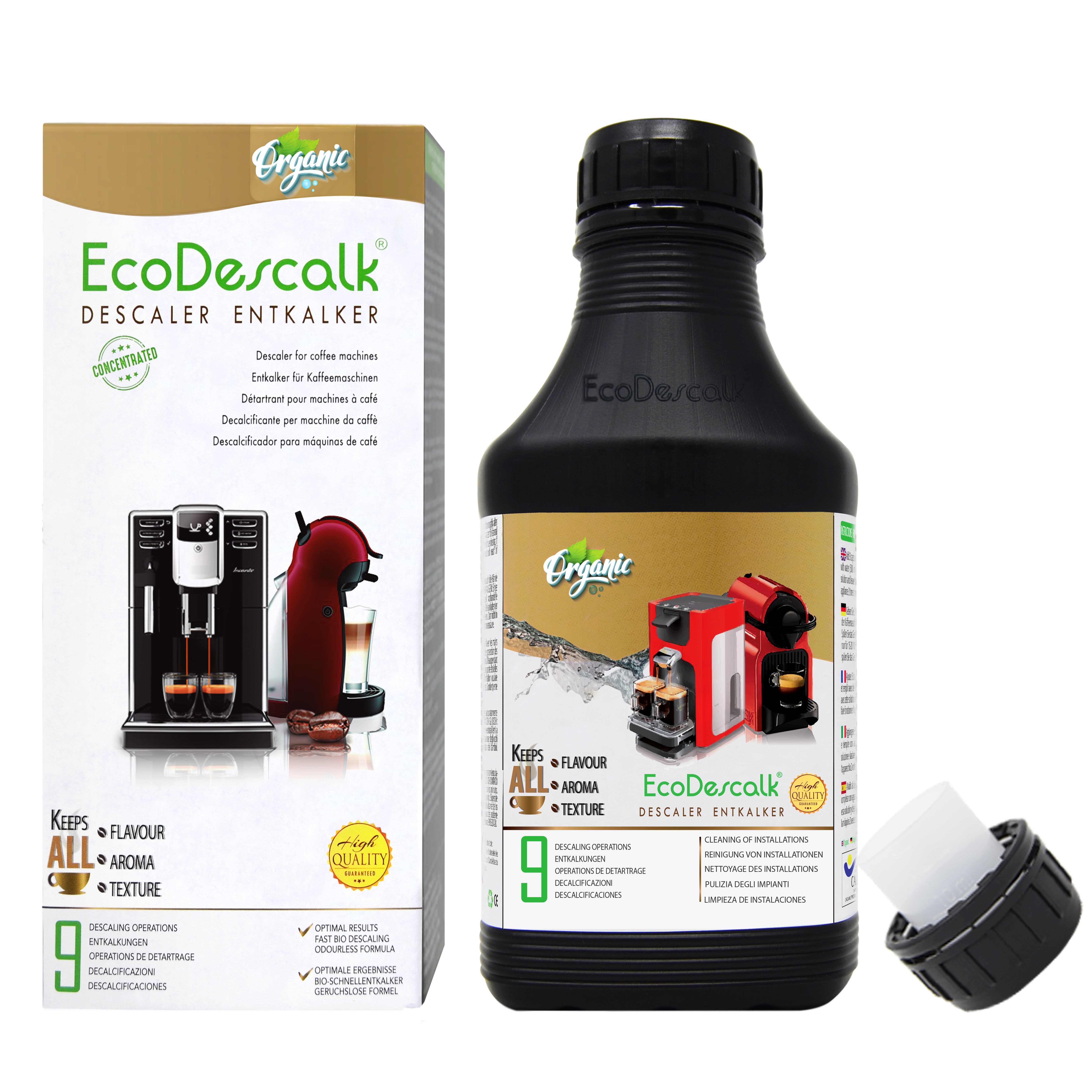 DeLonghi Cleaner for Coffee Machines Nespresso EcoDescalk Organic Powder 2x4 Sachets 100% Natural Descaler 8 Decalcifications.Developed in UK. Tassimo All Brands: Bosch 
